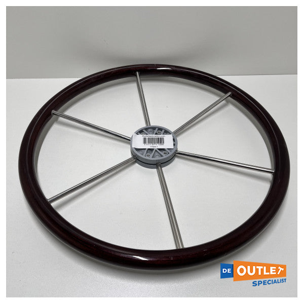 Stazo tipo 17 volante de 6 raios em aço inoxidável com teca 54 cm - 1599