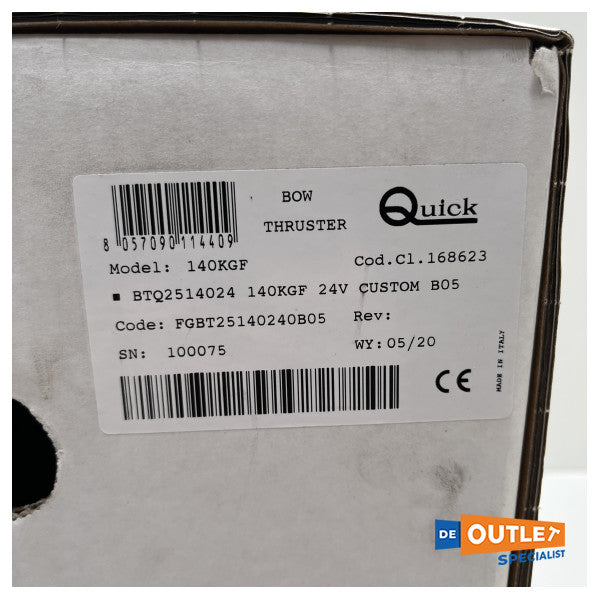 Quick BTQ 250 mm | 140 kgf | 24 V Electric Bow Thruster - FGBT2514024