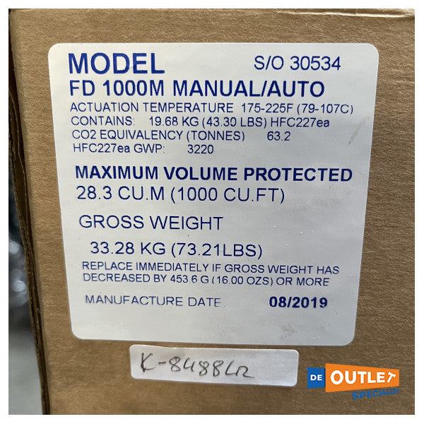 海の火 FM200-1000NM の自動手動の消火器