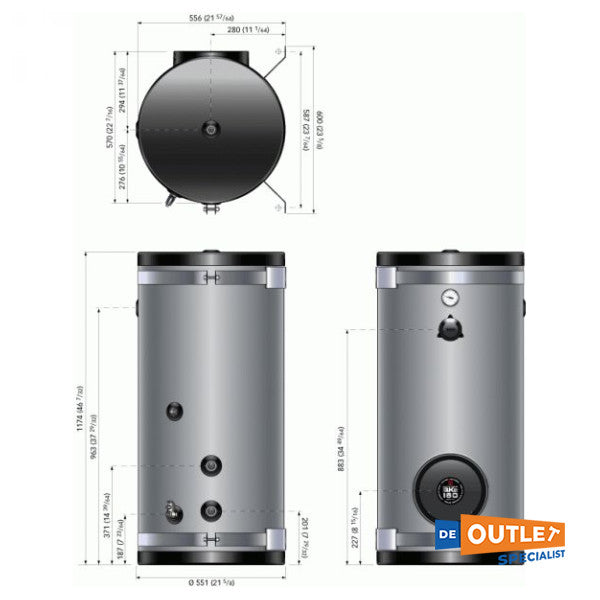 Quick 160L Marine rustfritt stål kjele 4000W 380V - BK216040STDD