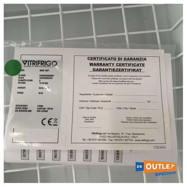 Vitrifrigo BN85 85L 85L frigorífico de encastrar BD35 compressor 12/24V