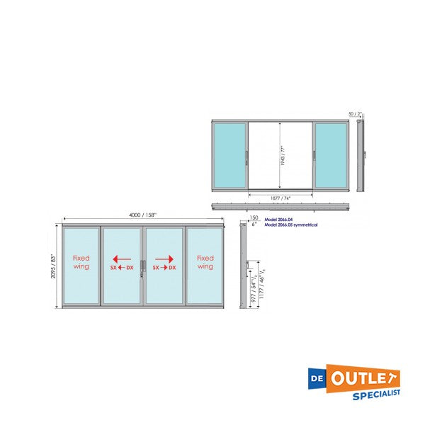 Opacmare 2066.14 4 wing patio door 4000 x 2095 mm semi-automatic