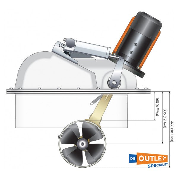 BTR rapide 140 kgf / 24v propulseur à arc rétractable 250 mm