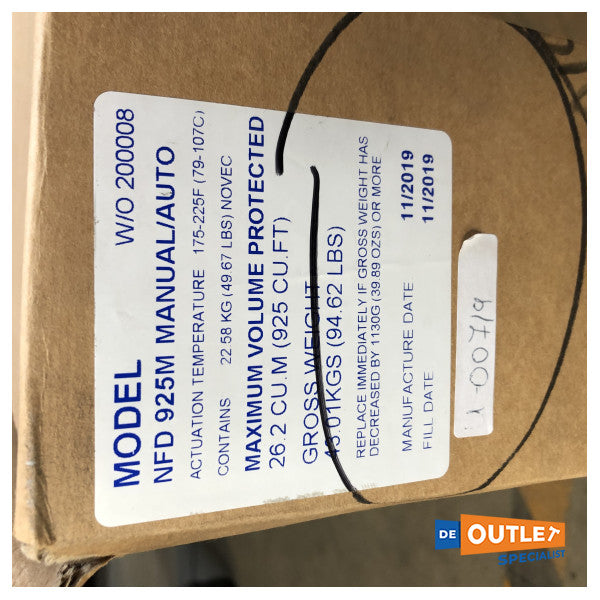 Автоматична - ръчна пожарогасителна система Sea Fire NFD 925