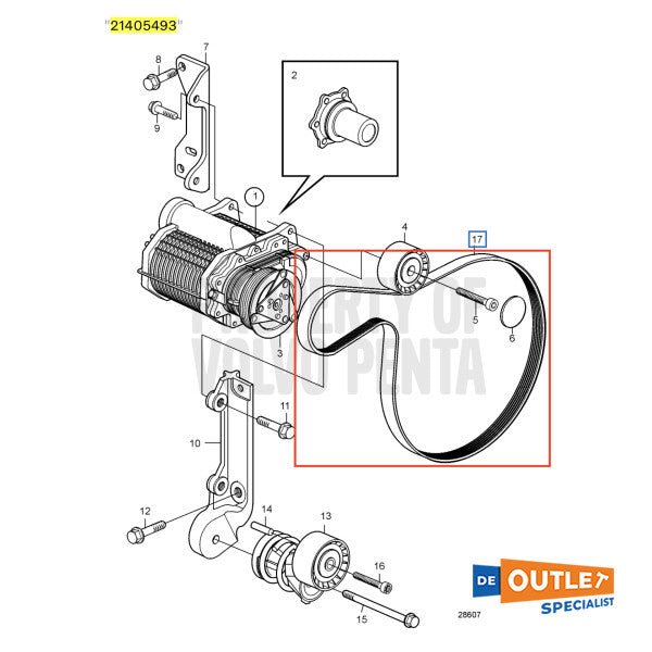 Volvo Penta -Kompressorantriebsriemen | V -belt - 21405493