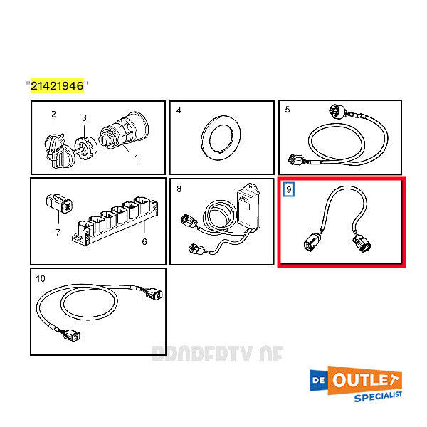 Volvo Penta starter key connection cable - 21421946