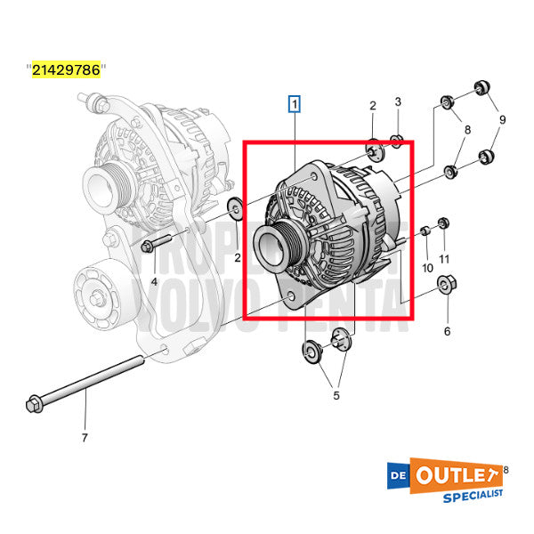 Volvo Penta 28V Wisselstroom Dynamo | Alternator 110 Ampere - 21429786