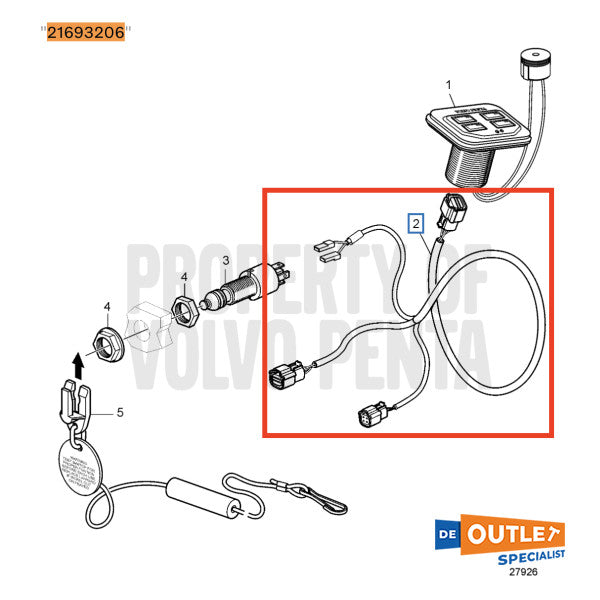 Volvo Penta Evc E -Key Twin Connection Cable avec lanière - 21693206