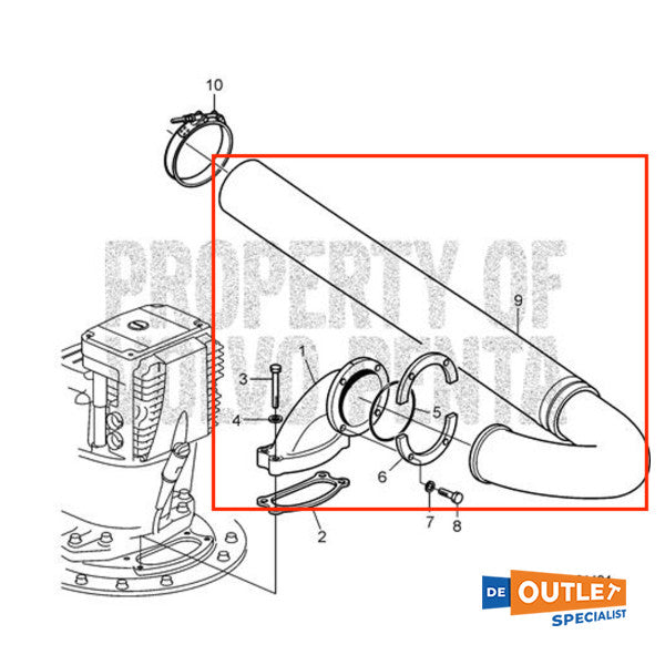 Volvo Penta IPS Kit de manguera de escape con codo - 22896518