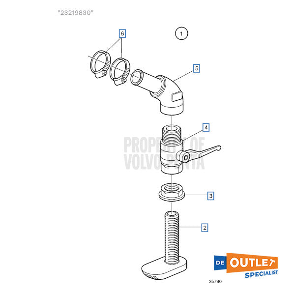 Volvo Penta koelwaterinlaat kit brons 2.5 inch - 23219830