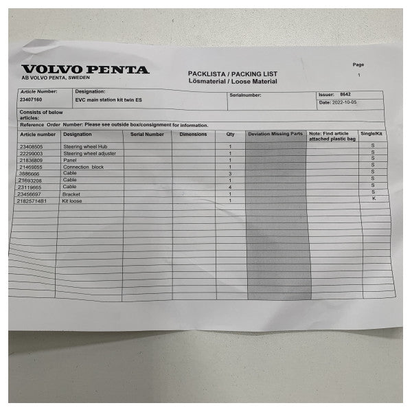 Volvo Penta EVC Lenkungskontrollhelmstation Kit - 23407160