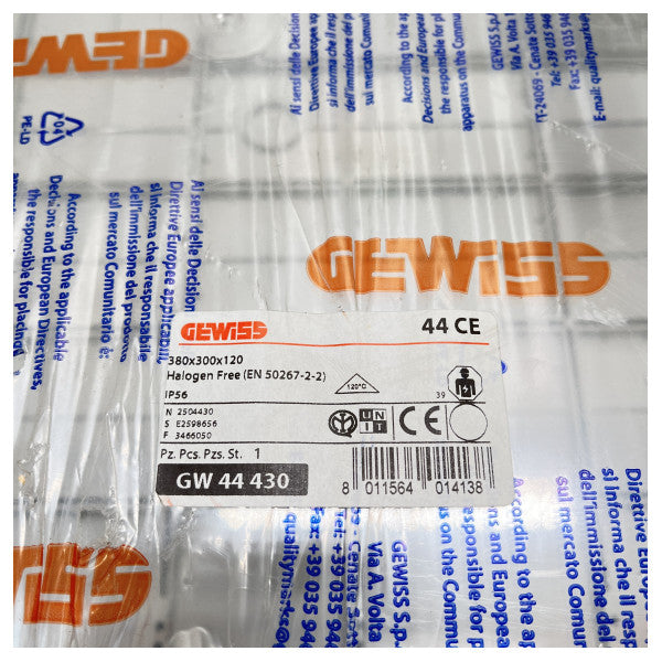 GEWISS IP56 Boîte de jonction électrique transparente 380 x 300 x 120 mm - GW 44 430