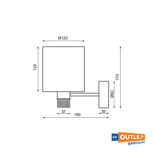 Prebit Nova-Lynn wandlamp chroom 12/24V dimbaar