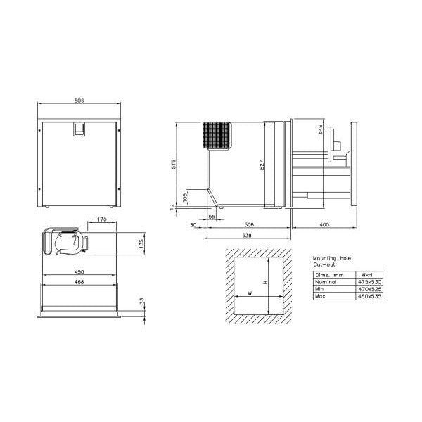 Isotherm DR65 65L Refrigérateur de tiroir compresseur 12 / 24V - 3065BA2C00000RV