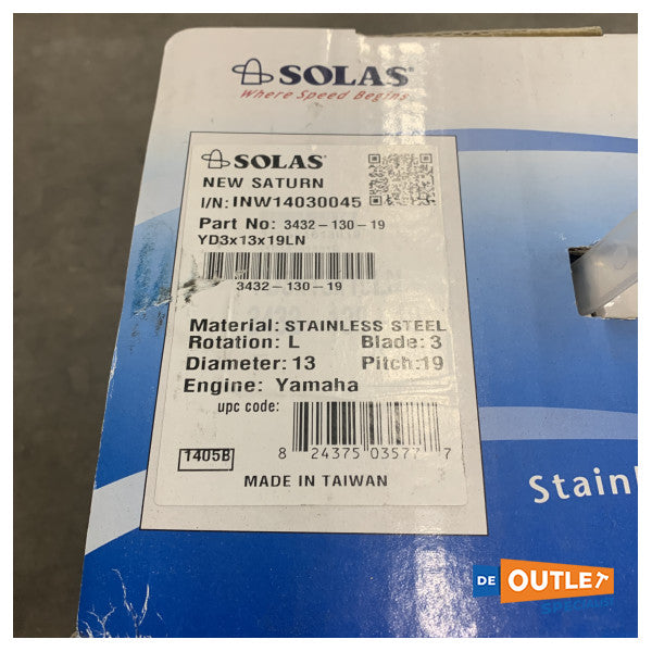 SOLAS YD3X 13 X 19 LN Propriété en acier inoxydable-3432-130-19