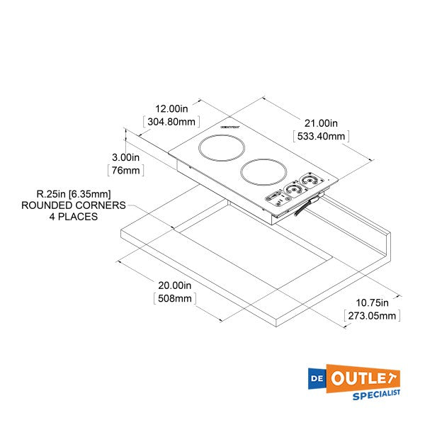 Kenyon Silken 2 build-in electric 2-zone hob 230V