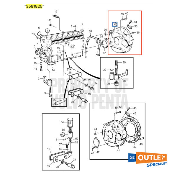 Volvo Penta TAMD31M Flywielhuis utilisé - 3581825