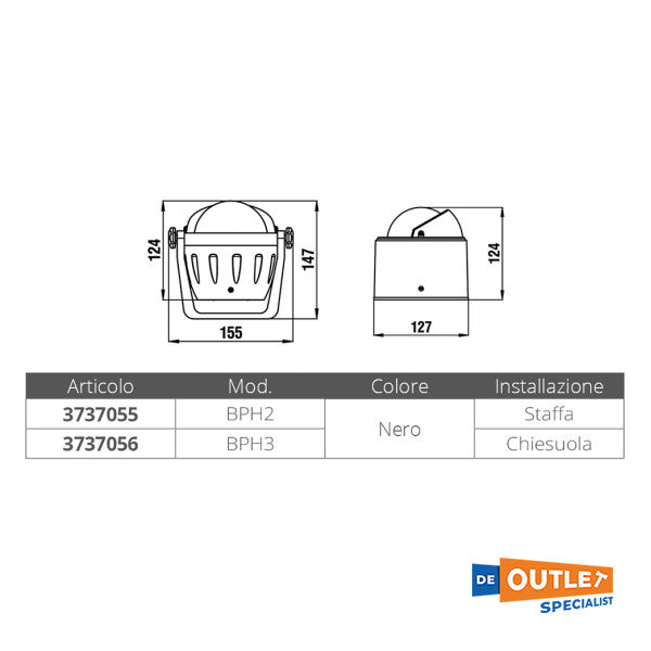 Рідинний компас Riviera BPH3 Phoenix чорний накладний 12/24V
