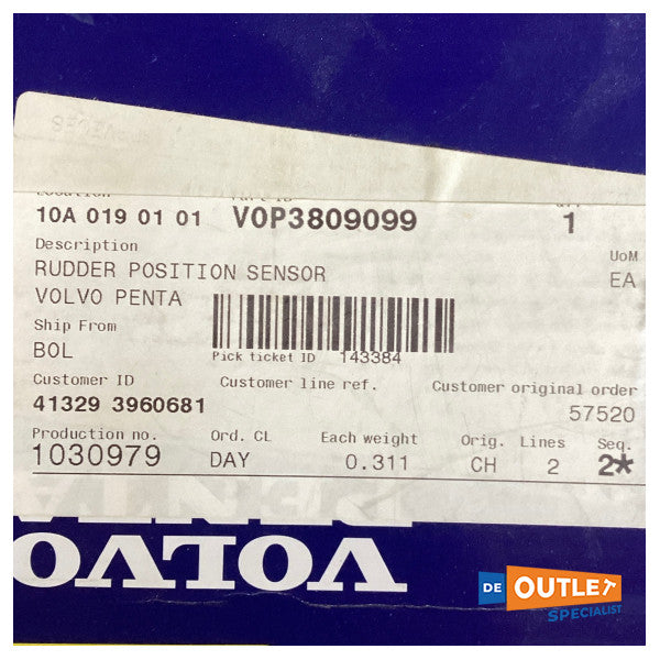 Комплект сензори за положението на кормилото на Volvo Penta - 3809099