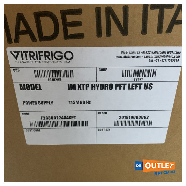 Vitrifrigo stainless steel inbouw marine ijsmaker - IM XTP HYDRO PFT