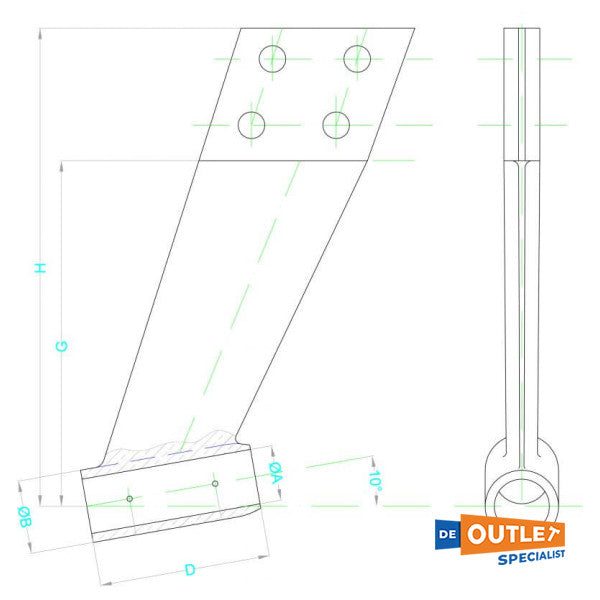 Macour Bronze vom Halter für 50 mm Propellerwelle - Chaascuapmv050