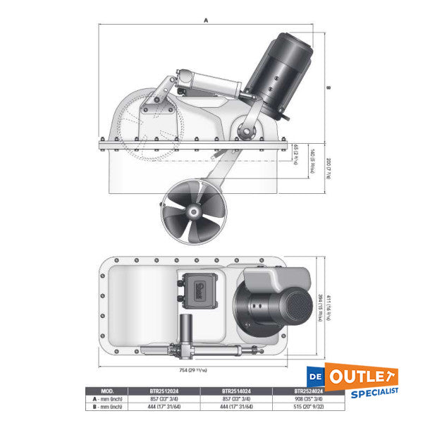 Schnell BTR250 250 mm | 240 kgf | 24 V Retactable BoWester - BTR2524024