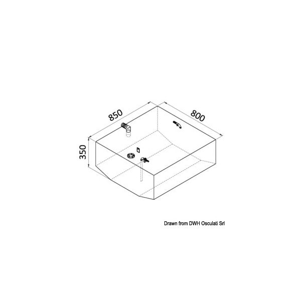 Osculati aluminium 215 liter brandstoftank 85 x 80 x 35 cm - 52.070.13