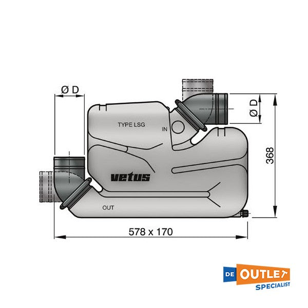 Vetus LSG90 Plastique Waterlock 90 mm