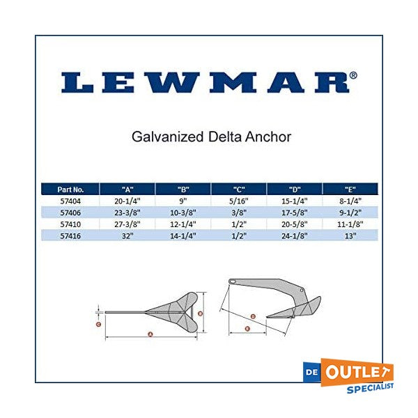 Lewmar Delta 6 kg galvanized anchor - 0057406