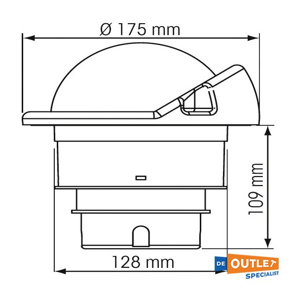 Plastimo Horizon 135 inbouw kompas zwart - A17278