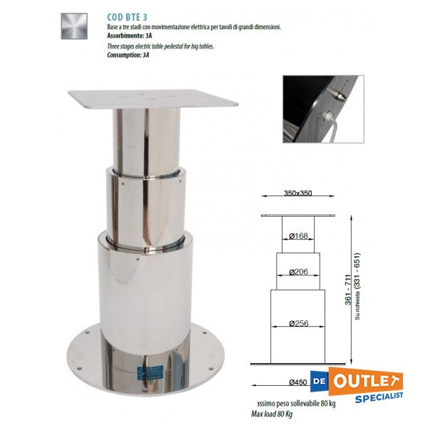 Metastyle Lem E 3 etapas de acero inoxidable Pedestal Electric