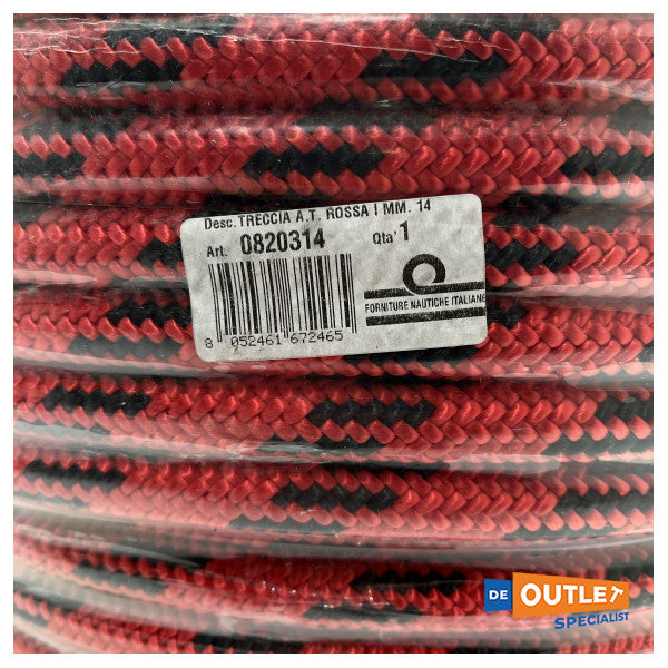 Roll Amare Double geflochtene Linie 14 mm | 200 Meter | Rot - 0820314