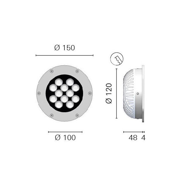 Foresti Suardi 8800.C 3200k Power LED Pile Light In coloved acier