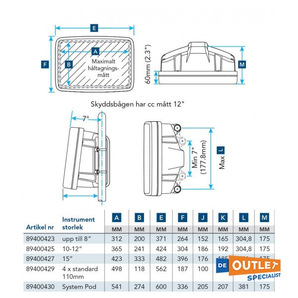 Lewmar 15 pouces Navpod White pour Mapplotter - 89400427