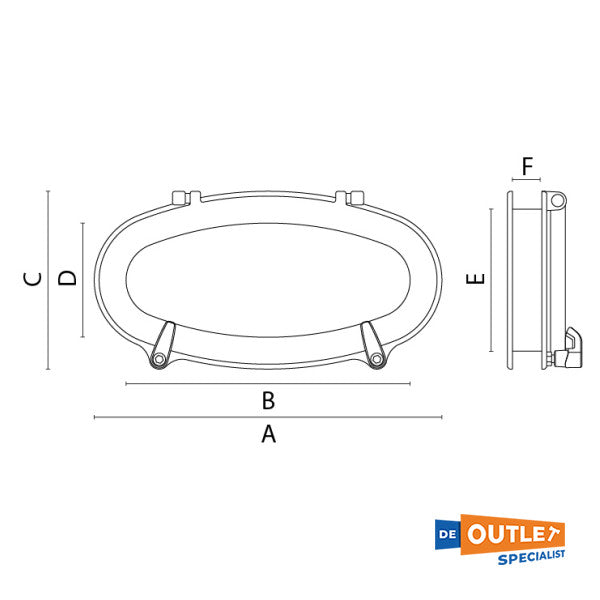 Foresti Suardi Ovale Purthole ouverture en aluminium 460 x 205 - 912b