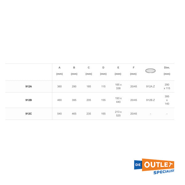 フォレスティ・スアルディ 楕円形舷窓 アルミニウム 460 x 205 - 912B