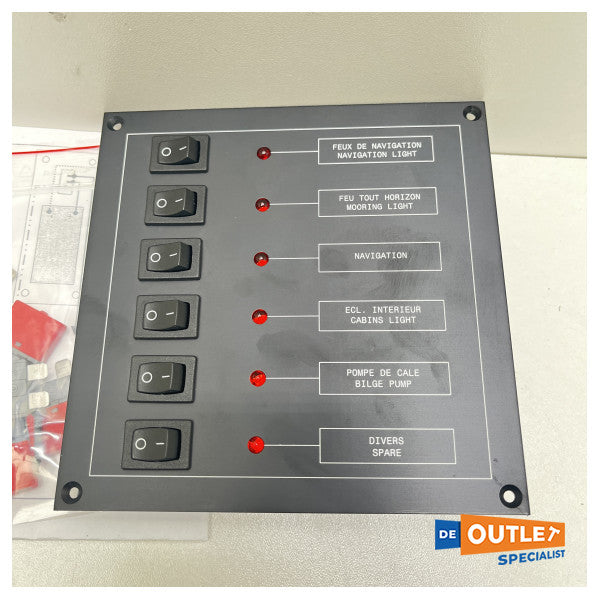 Panneau de commutateur AMOIT 6 fois avec interrupteurs 10A | 12V - 93004