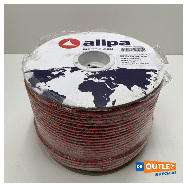 Roll Allpa Allcord 8 mm Ligne tressée double rouge 200 m - AL1908 / RO