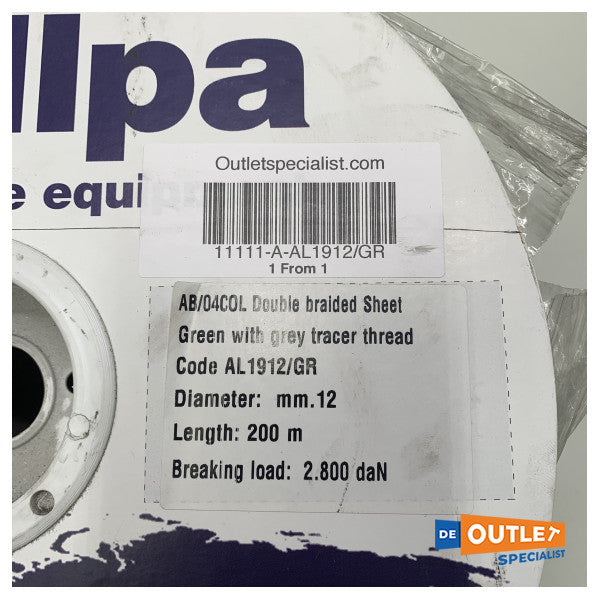 Roll Allpa Allcord 12 mm Double braided line Green 200 mm - AL1912/GR