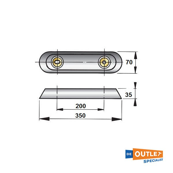 Vetus Aluminium zoetwateranode - ALU35C