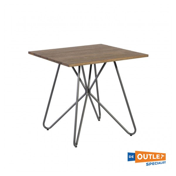 Exotan Slimm houten tuintafel 80 x 80 cm antraciet met stalen frame