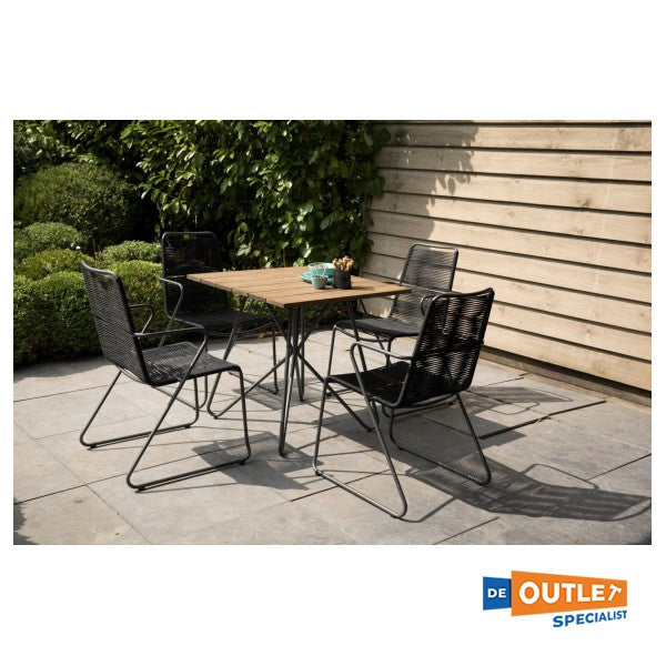 Exotan Slimm houten tuintafel 80 x 80 cm antraciet met stalen frame