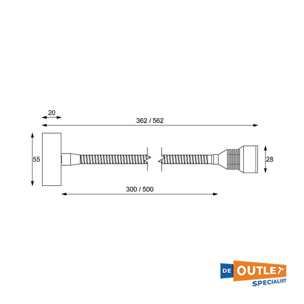 Prebit Flex 01 chroom interieurverlichting / kaartenleeslamp 12/24V met USB