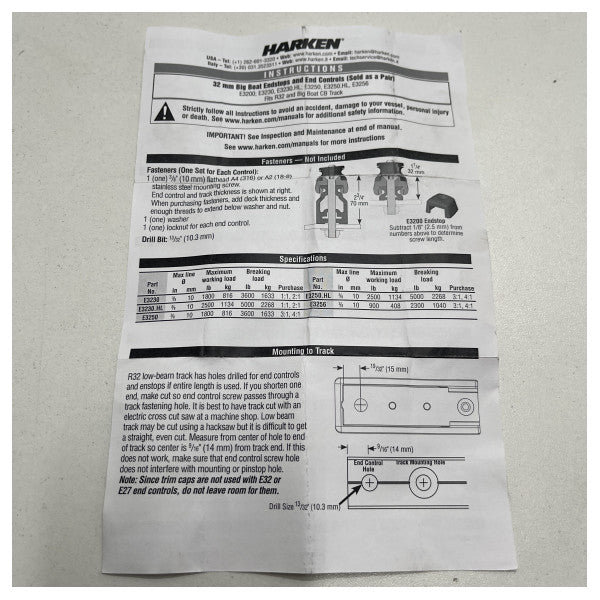 Harken 32 мм великий човен ESP кінцевий контроль подвійний шків - E3250 - E3250