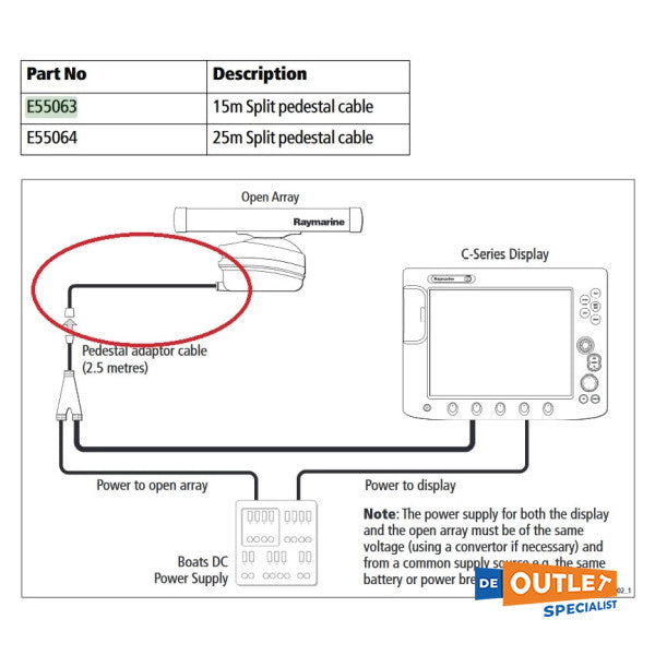 Raymarine Radar Hour Duty Piedar Câble divisé - E55069