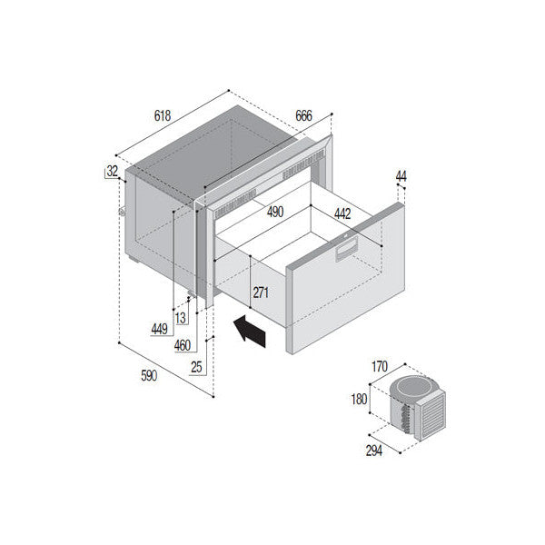 Vitrifrigo DW70RF 70L Compresseur en acier inoxydable Dr. Réfrigérateur 12 / 24V