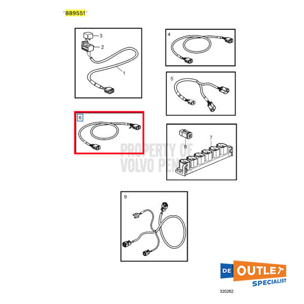 Volvo Penta EVC Câble de câblage Câble 9 mètres - 889551