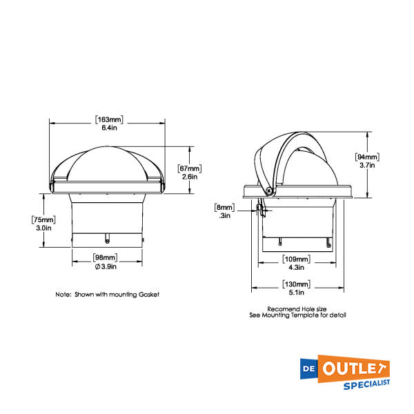 Ritchie navigator flush mount inbouw kompas wit 12/24V - FNW-201