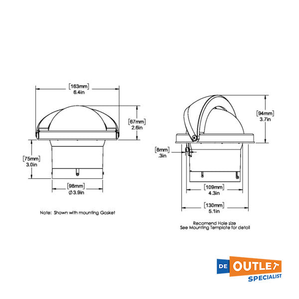 Ritchie Combi Dial Flush Mount White Compass FNW-203