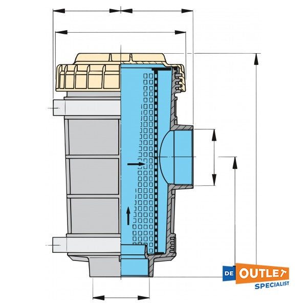 Vetus FTR132038 kunststof waterfilter 38 mm / 205L/min